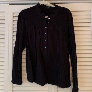 J. Crew Black Gauze Popover Shirt (L)